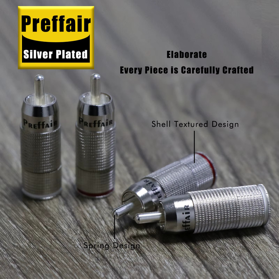 Preffair RCA-Stecker Set, 4 Stück, männlich, versilbert, zum Löten von Audio-Video-Kabeln, Farbe: Silber - Bild 2