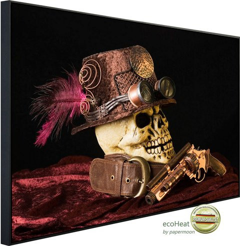 papermoon Infrarotheizung EcoHeat Steampunk Totenkopf in Bunt mit Matt-Effekt, App-Steuerung und Überhitzungsschutz - Bild 1