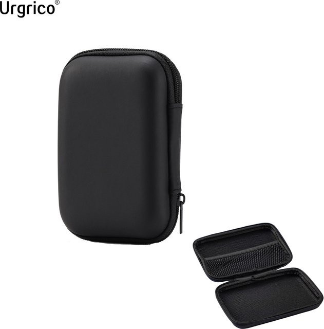 Urgrico Wasserfeste EVA Aufbewahrungstasche für iPhone 14 und USB-Ladegeräte, Datenkabel-Organizer in Schwarz - Bild 1