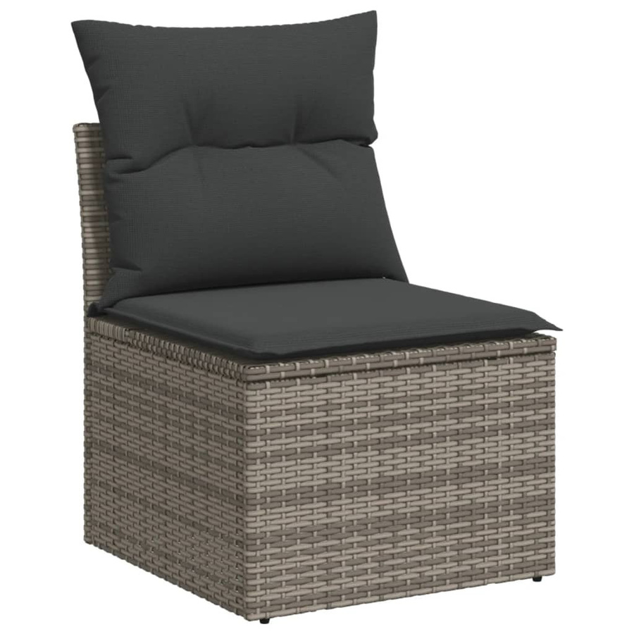 vidaXL 3-teilige Garten-Sofagarnitur aus Polyrattan in Grau mit Kissen und Armlehnen - Bild 4