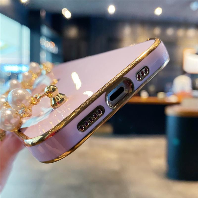 Bai Fen Bai-Digital 3C Luxus Handyhülle mit Perlenarmband und vergoldetem Design für iPhone Modelle, Farbe: Gold - Bild 2