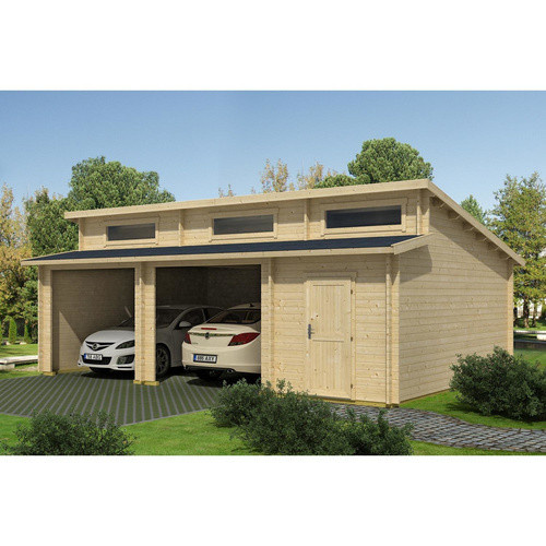 Blockgarage Lasita Maja Hawaii in Beige mit Außenmaßen B/T: 780 x 520 cm aus Holz - Bild 3