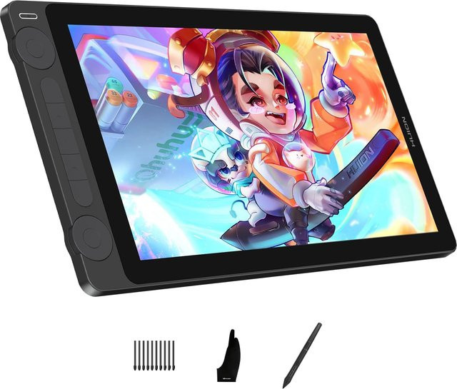 Huion Zeichentablett mit Bildschirm, 13,3 Zoll voll-laminiertes Kunsttablett mit entspiegeltem Canvas-Glas und 99% sRGB in Pink - Bild 1