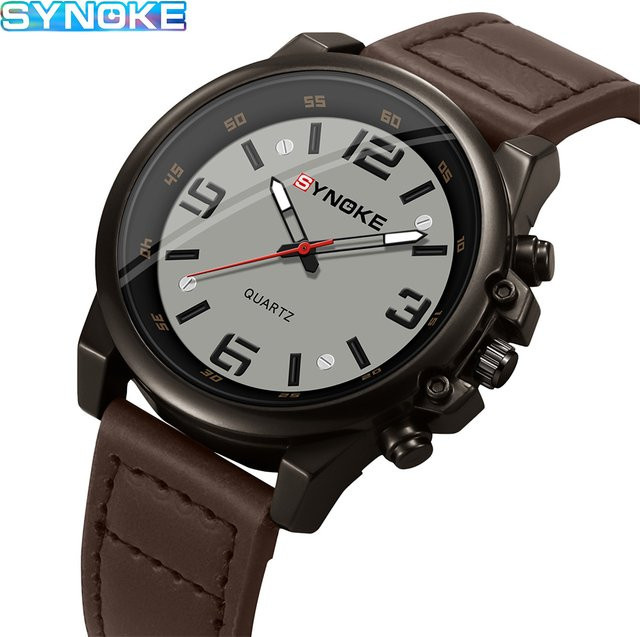 SYNOKE Armbanduhr, Quarz, Leder, Schwarz, Herren - Bild 1