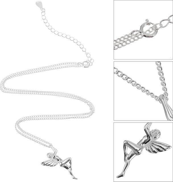 PIXNOR Engel Halskette, Messing, Silber, Unisex - Bild 1