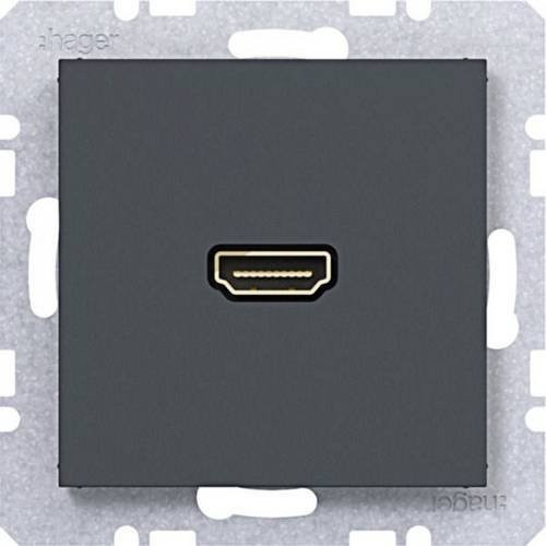 Hager HDMI-Steckdose in Anthrazit matt WAF4379AT - Bild 1