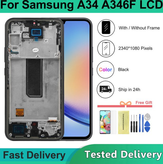 Samsung A34 5G OLED LCD Display mit Touchscreen Digitizer Ersatzteil in Schwarz für SM-A346B und SM-A346M/DSN - Bild 1
