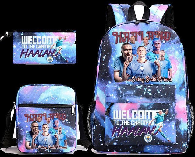 3-teiliges Schulrucksack-Set für Schüler aus Oxford-Stoff in Multicolour mit Schultasche und Federmäppchen - Bild 1