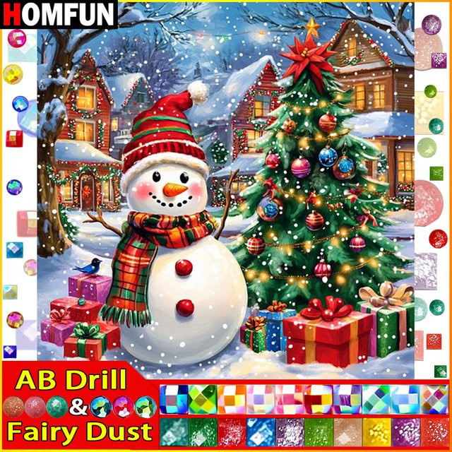 Homfun Cartoon Schneemann, Diamant Stickerei, Bunt / Mehrfarbig - Bild 1