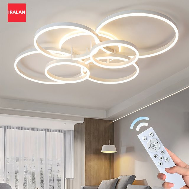 Moderne dimmbare LED-Deckenleuchte IRALAN in Ringform für dein Wohnzimmer, erhältlich in Schwarz, Weiß oder Gold/Messing - Bild 1