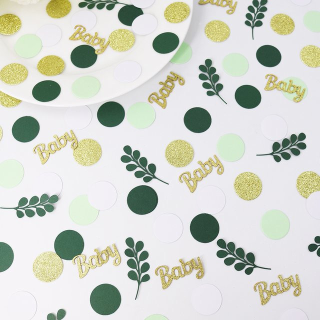 VRISE Konfetti Set aus Papier in Grün und Rosa, 120 Stück runde Deko für Babyparty, Geburtstag oder Hochzeit - Bild 1