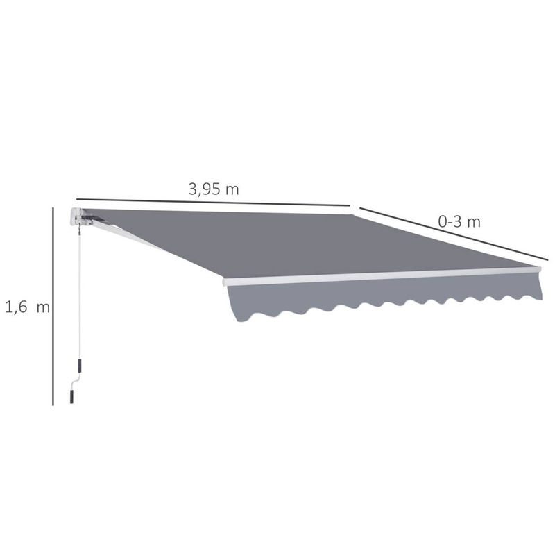 Outsunny Gelenkarmmarkise grau aus Aluminium und Polyester, Wandmontage, B: 400 cm, T: 300 cm - Bild 3