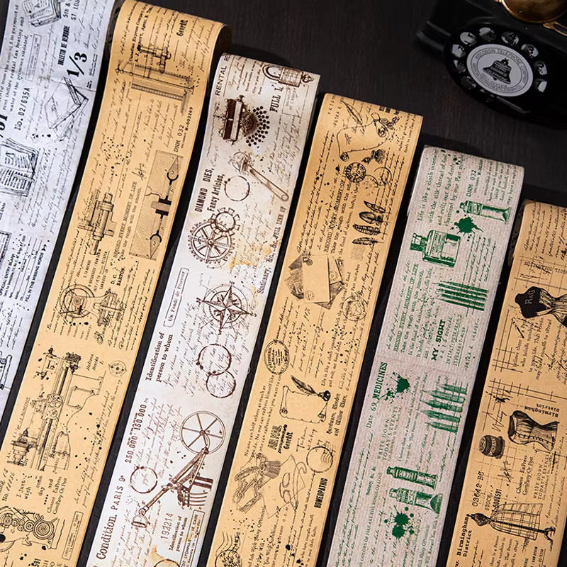 Mr. Paper Retro-Text-Symbolband Navigator mit Manuskriptfragmenten für deine Dekoration, 1 Rolle - Bild 2