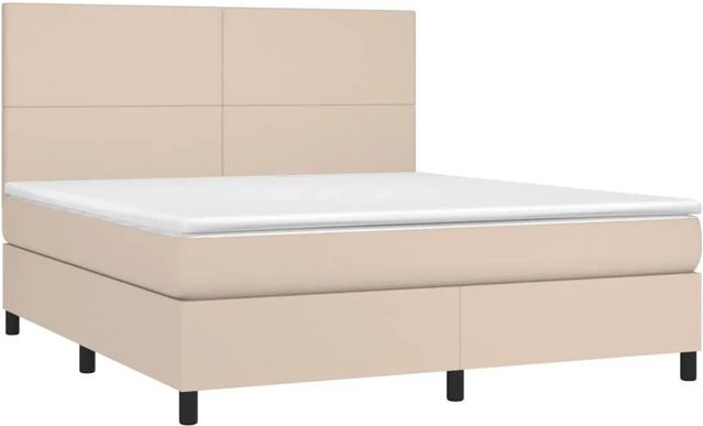 vidaXL Boxspringbett Hybrid mit Taschenfederkern in Cappuccino-Braun, B/T/H: 180 x 200 x 128 cm - Bild 1