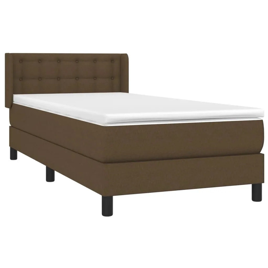 vidaXL Boxspringbett mit Matratze Dunkelbraun B/T/H: 90 x 200 cm Hybrid-Design mit Taschenfederkern - Bild 2
