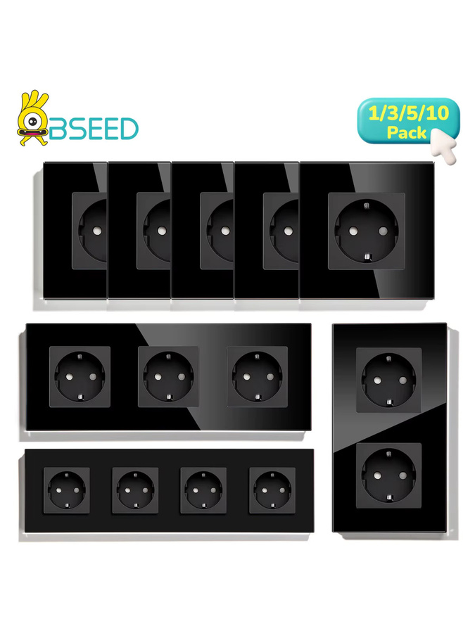 BSEED Glas-Steckdose in Schwarz nach EU-Standard - Bild 1
