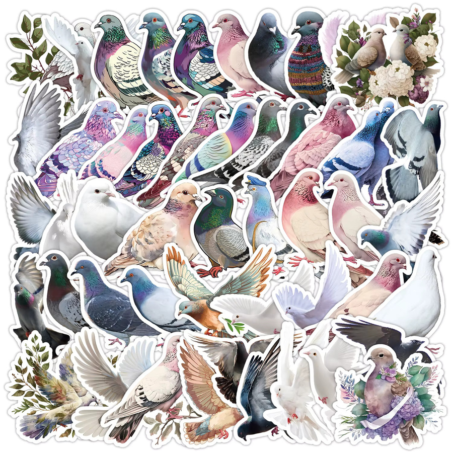 50 Stück GOGOTU Friedenstauben-Aufkleber in Multicolor als DIY-Dekoration und Graffiti-Sticker-Set für Kinder - Bild 2