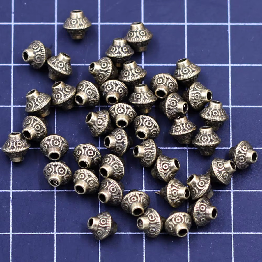 ShengCong Abstandsperlen, Doppelkegel, Zink-Metalllegierung, bronzefarben, 6 x 6 mm, 30 Stück - Bild 3
