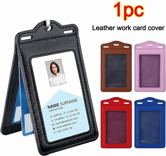 Dreifach gefalteter Ausweiskartenhalter aus PU-Leder mit transparenten Kartenfächern in Blau - Bild 1