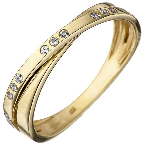 Colfem Ring 333 Gelbgold, 15 Zirkonia, Damen, Größe 54 - Bild 1