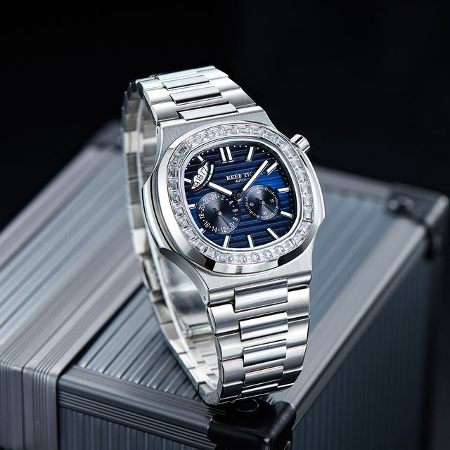 Reef Tiger Armbanduhr, Automatik, Edelstahl, Diamant, Herren, Blau - Bild 1