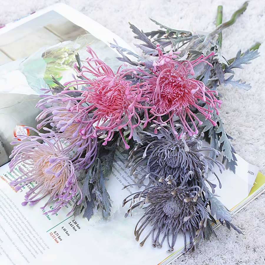 HUAYUXIANG Künstliche Chrysanthemen in Weiß mit 2 Köpfen für deine Heim- und Hochzeitsdekoration - Bild 1