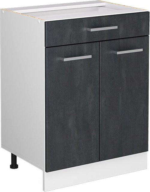 Vicco Schubunterschrank R-Line in Schwarz Beton und Weiß ohne Arbeitsplatte Breite: 60 cm - Bild 1