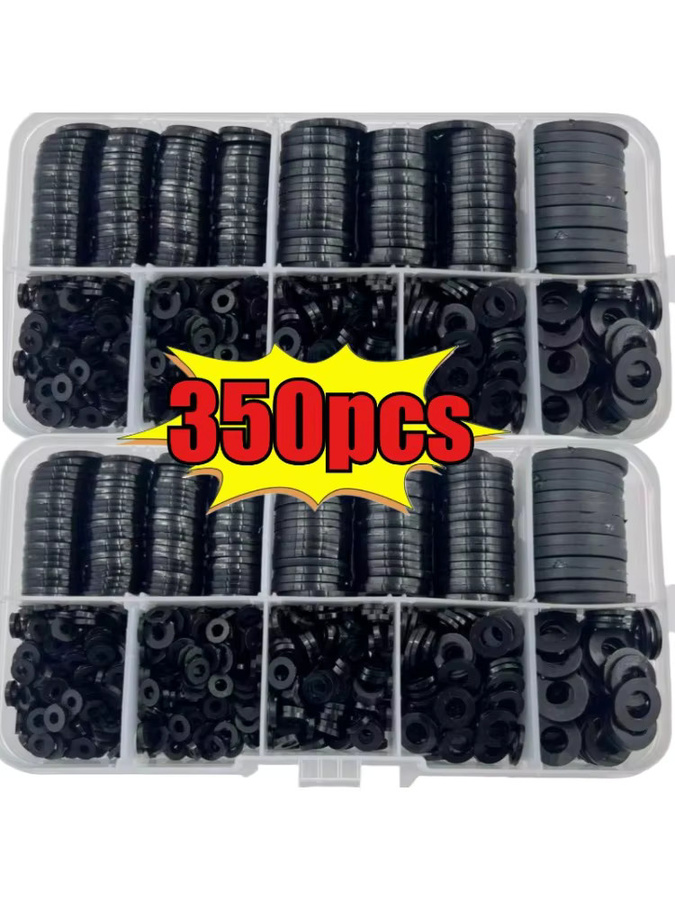 Tnbotry 350-teiliges Nylon-Dichtungsset in Schwarz mit flachen Kunststoff-Dichtungen für M2, M2,5, M3, M4, M5, M6 und M8 - Bild 6