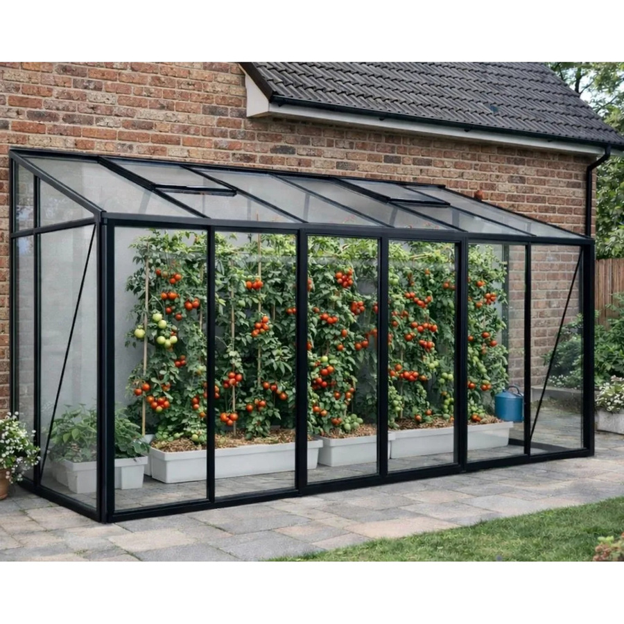 Bloomcabin Wandgewächshaus GHLT4 in Schwarz aus Aluminium und Sicherheitsglas für Gemüse, Kräuter und Zierpflanzen - Bild 2