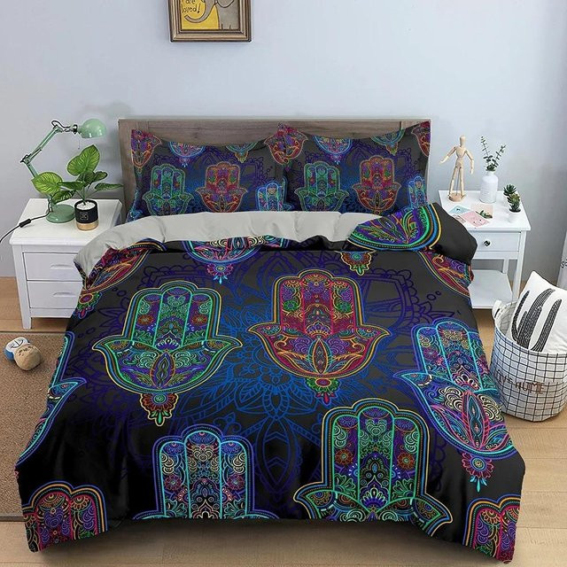Bettwäsche-Set Hamsa Hand von Fatima von Binchi Outdoor Product im orientalischen Design, mehrfarbig, B/H: 135 x 200 cm - Bild 1