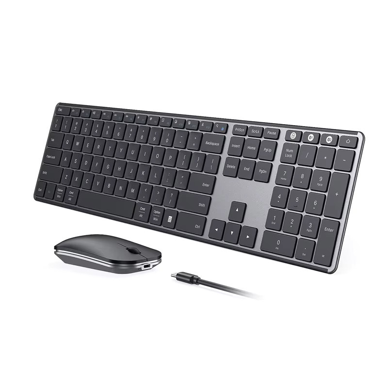 Seenda Wireless Bluetooth Tastatur und Maus Set, aufladbares Slim Combo für Windows und MacBook, Schwarz/Grau - Bild 2