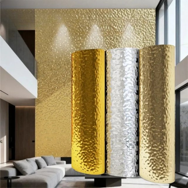 Libertas Wandaufkleber in Wellenoptik mit Spiegeloberfläche, abstrakte Schaumstoff-Tapete für dein Wohnzimmer in Gold oder Silber - Bild 1
