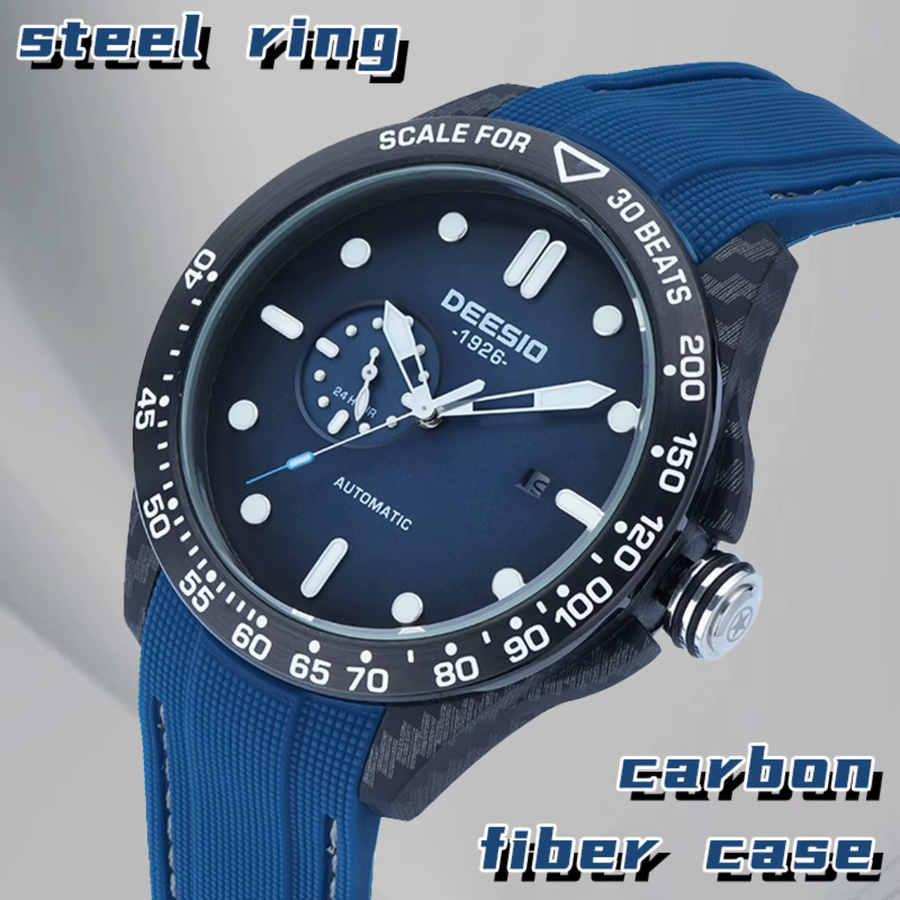 Deesio Armbanduhr Automatik, Kohlefaser, Schwarz, Herren - Bild 4