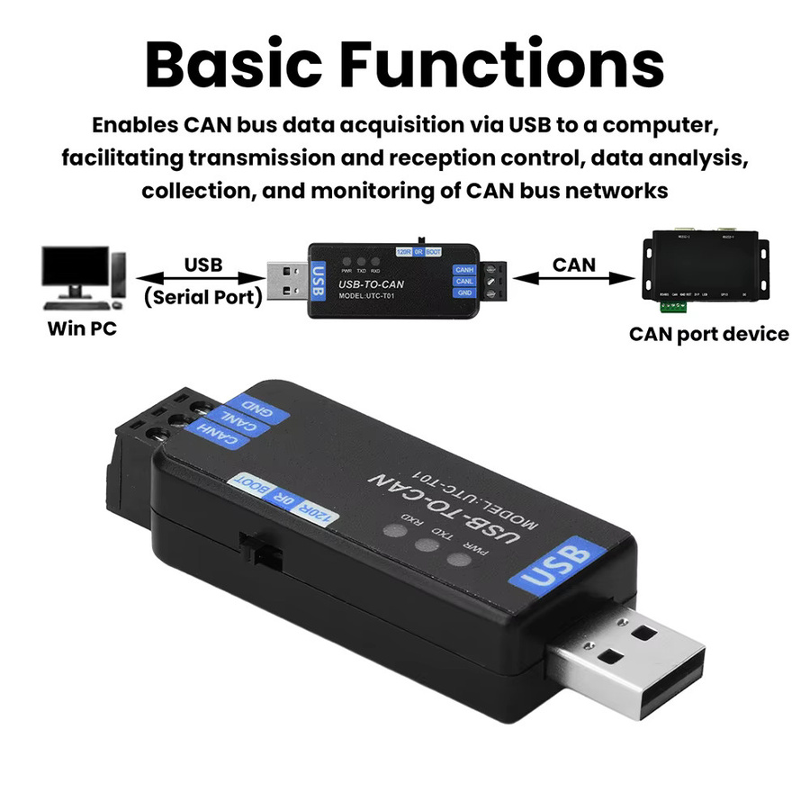 DIY NOW USB-zu-CAN-Adapter PCAN Signalkonverter und Analysator in Schwarz für industrielle Netzwerktests und Embedded-Entwicklung - Bild 3