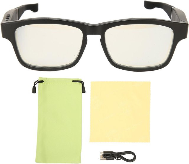 Smart Glasses Bluetooth 5.0 Multifunktions-Stereo-Sound Brille in Schwarz mit integrierter Telefonfunktion und quadratischem Full-Rim Design aus Kunststoff - Bild 1