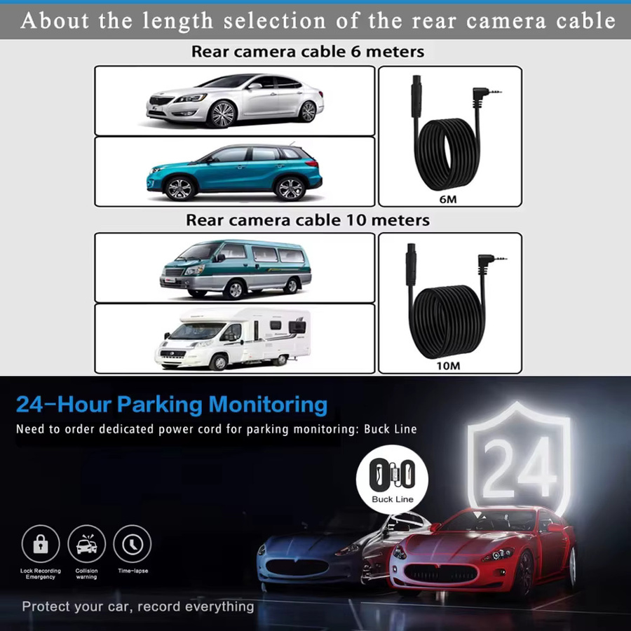 USEEBEE 3-Kanal Dashcam mit GPS und WIFI, 11,26 Zoll Auto Dashcam Spiegel mit 2,5K und Dual 1080P Auflösung, Rückfahrkamera Stick Recorder in Schwarz - Bild 6