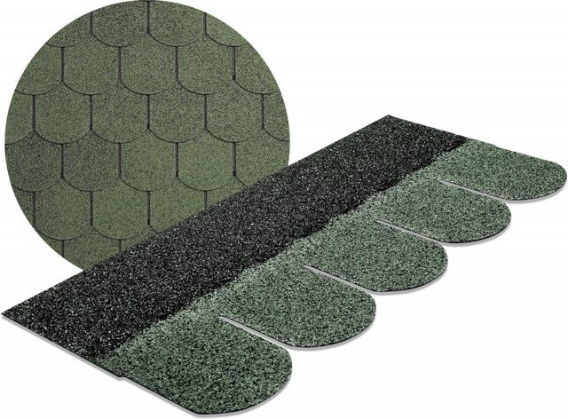 Woodtex Dachschindeln Biberschwanz aus Bitumen mit Glasvlieseinlage in Grün 3 m² - Bild 2