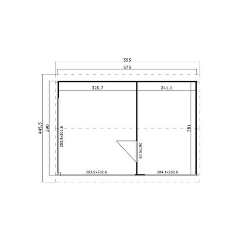 Lasita Gartenhaus Murano Maja mit Satteldach in Carbongrau, B/H/T: 595 x 364,8 x 445,5 cm - Bild 3