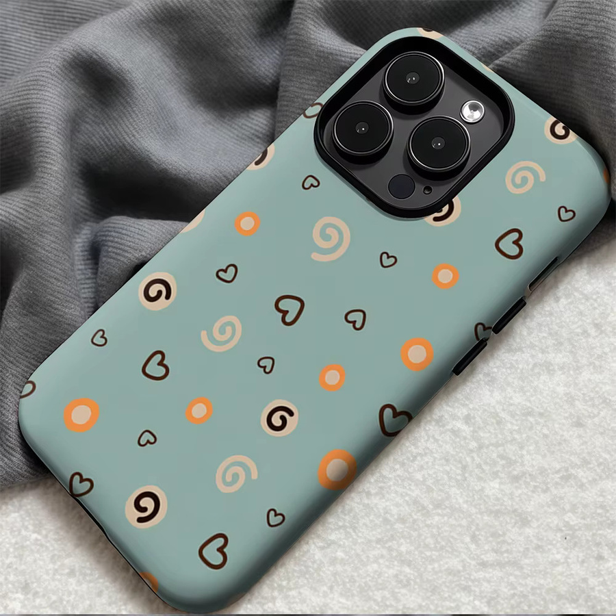 Potdemiel Handyhülle Mint Heart & Swirl für iPhone 17 16 15 14 13 12 11 Pro Max Plus mit doppelschichtiger Rückseite in Grün - Bild 5