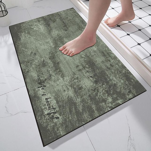 Rutschfeste Badezimmer-Fußmatte aus Kieselgur in gestreiftem Design, B/B: 40 x 60 cm - Bild 1