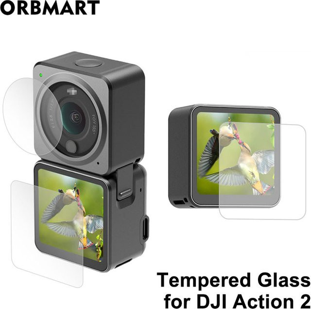 DJI Displayschutzfolie aus gehärtetem Glas und Objektivschutz für DJI Action 2 und DJI Osmo Action 2, transparent - Bild 1