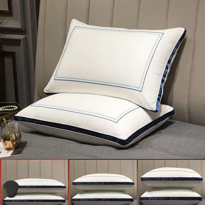 Yiran Furniture Kissen mit dreidimensionaler Stickerei aus Mikrofaser, B/B/H: 74 x 48 x 6 cm, Blau und Gold - Bild 3