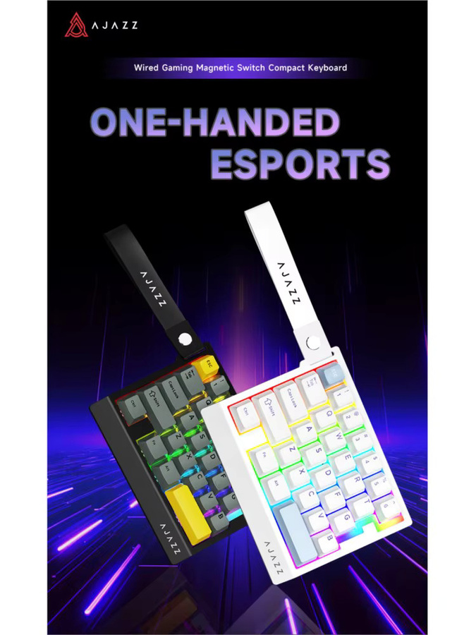 AJAZZ AK029 Mini Gaming Mechanische Einhand-Tastatur mit Hall-Effect Magnetischen Schaltern, 8000Hz Polling Rate, RGB Beleuchtung, 29 Tasten, Schwarz oder Weiß - Bild 4