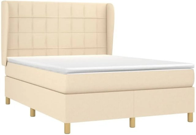 vidaXL Boxspringbett mit Matratze Hybrid-Design in Creme und Beige, B/T/H: 140 x 190 x 147 cm - Bild 1