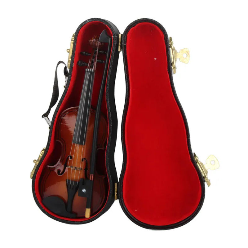 GoolRC Mini Violine aus Holz als dekoratives Musikinstrument-Modell in Braun - Bild 4