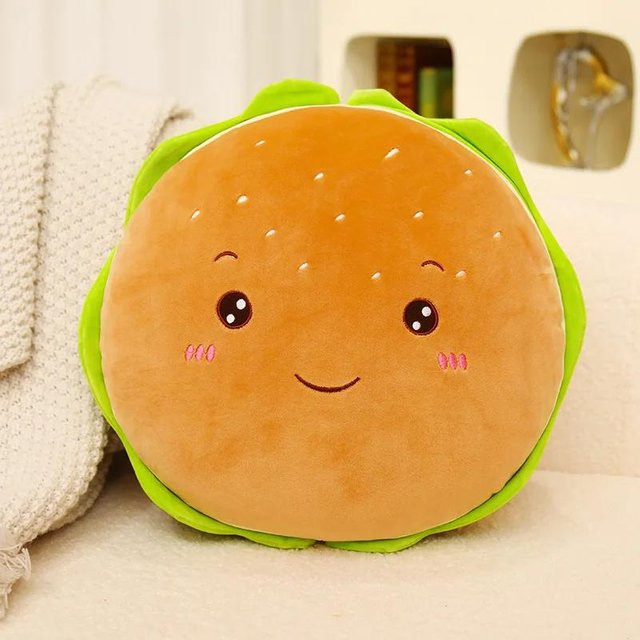 Yiran toy Hamburger Plüschkissen, Plüschtier, 40x40cm, Bunt / Mehrfarbig - Bild 1