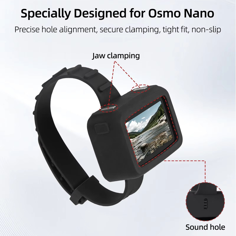 DJI Osmo Nano Silikonarmband in Schwarz als staubdichter Schutz-Handriemen und Halterung für die Bildübertragung - Bild 4