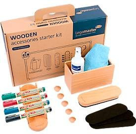 Legamaster WOODEN Whiteboard Zubehörset 17-teilig aus FSC-zertifiziertem Naturholz in Schwarz, Rot, Blau und Grün, B/T/H: 21,4 x 33,3 x 7,4 cm - Bild 1