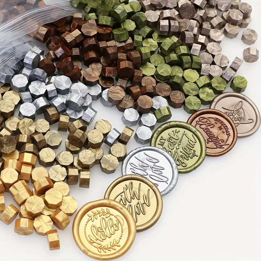 EASTSHANER Siegelwachsperlen in Achteck-Form, 100 Stück, Mehrfarbig und Braun, ideal für Hochzeitseinladungen, Umschläge und Weihnachtsgeschenke - Bild 3