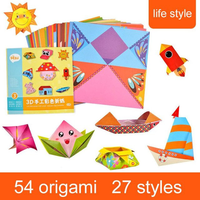 TMZ Origami Bastelset mit 54 farbigem Konstruktionspapier im Tier-Thema für DIY-Handwerksprojekte, Mehrfarbig - Bild 1